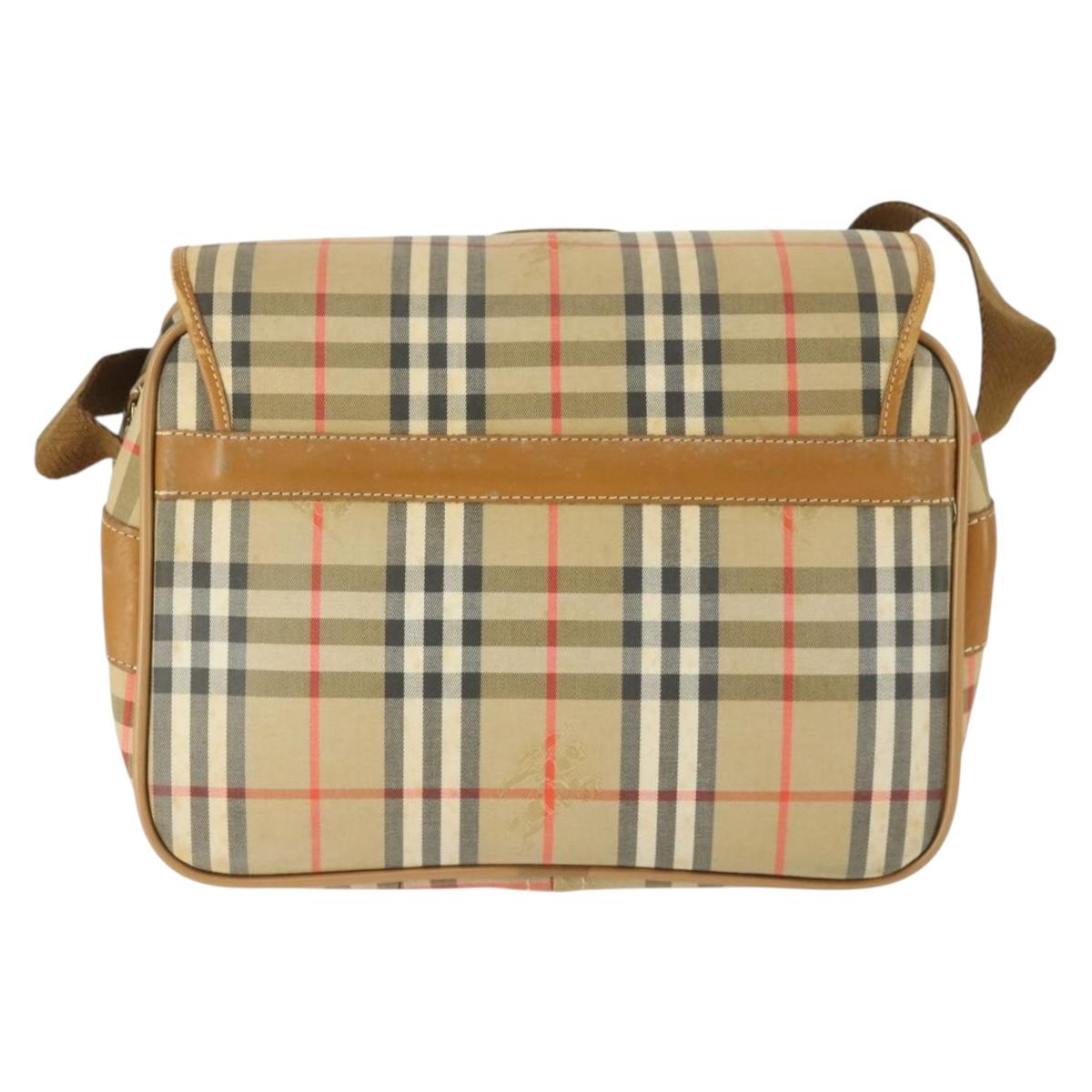 Burberrys Nova Check Shoulder Bag Canvas Beige Gold Auth bs32400