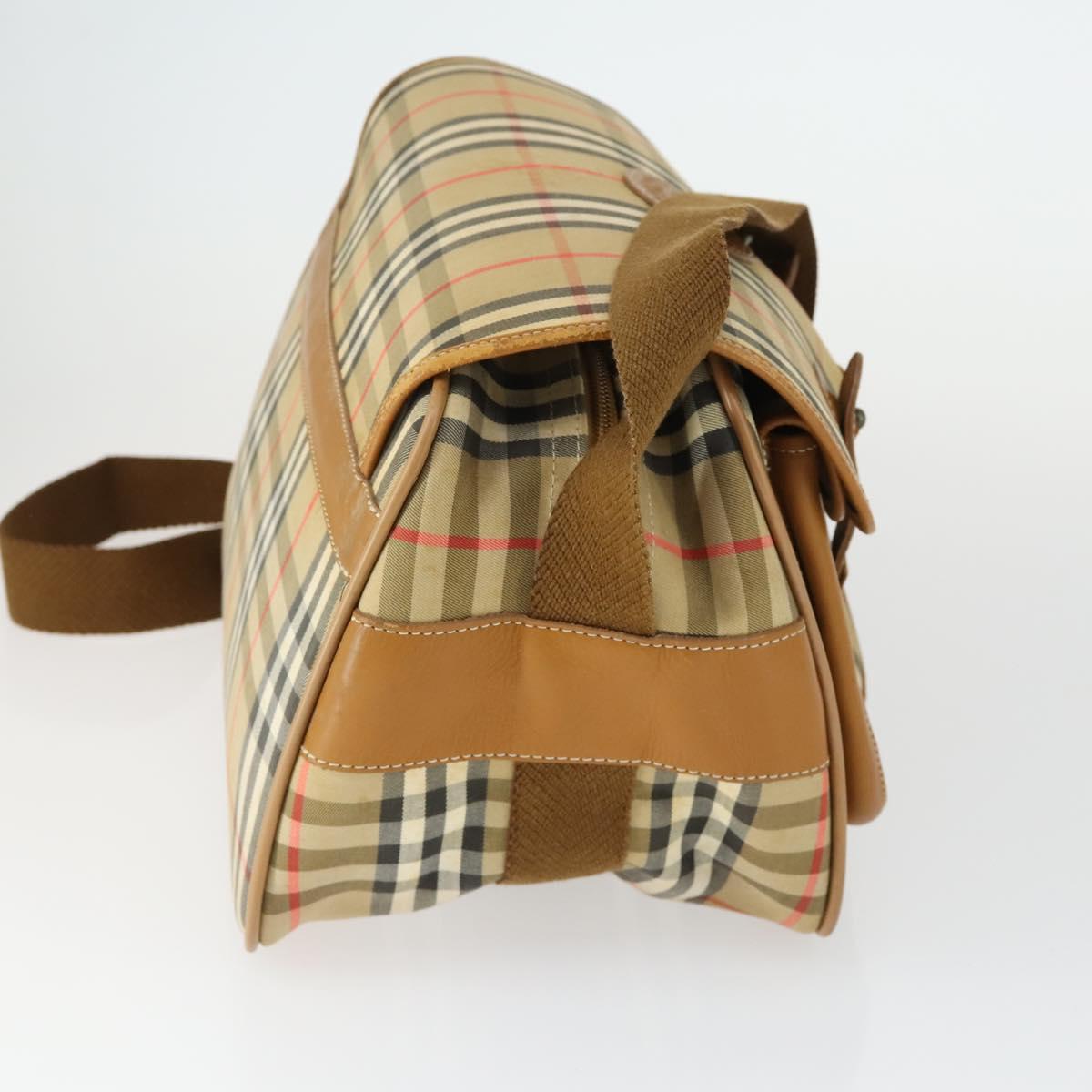 Burberrys Nova Check Shoulder Bag Canvas Beige Gold Auth bs32400