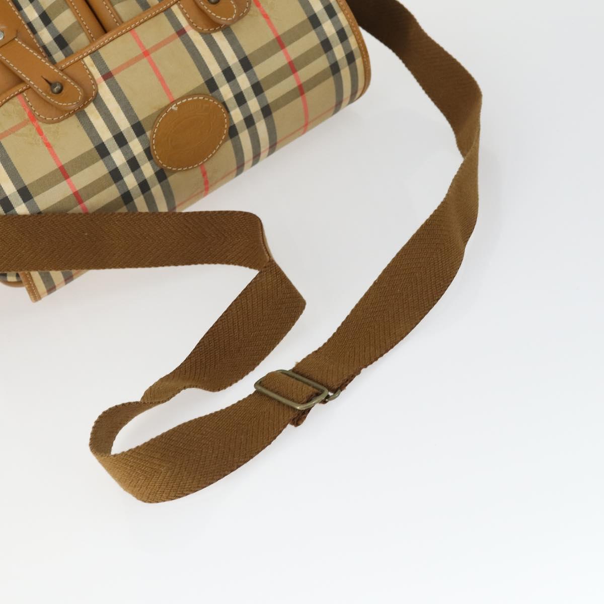 Burberrys Nova Check Shoulder Bag Canvas Beige Gold Auth bs32400