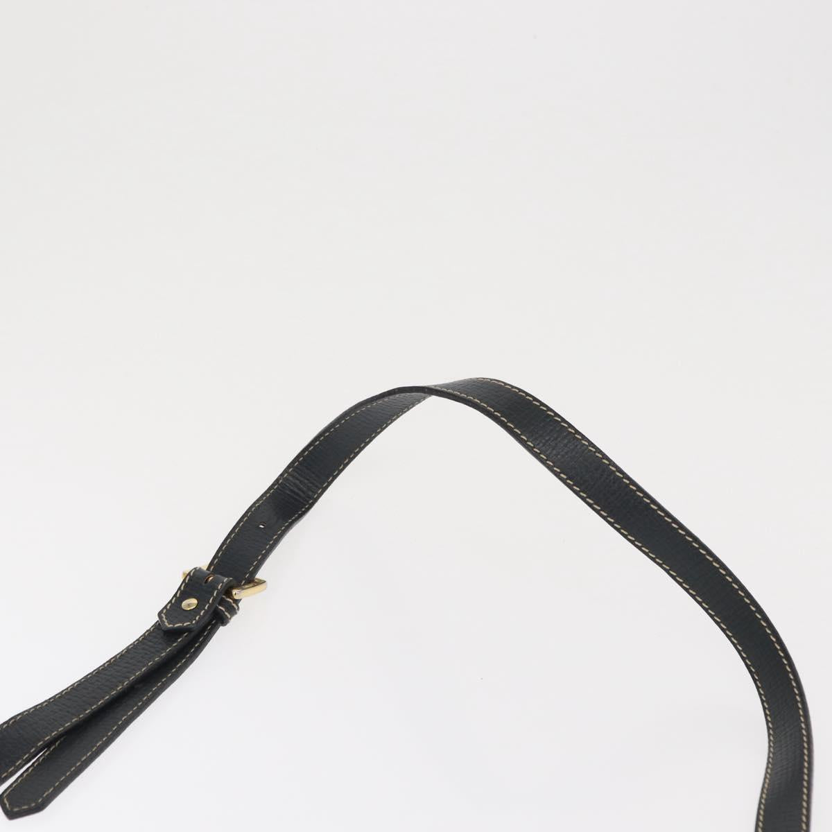 LOEWE Shoulder Bag Leather Navy Gold Auth bs32406