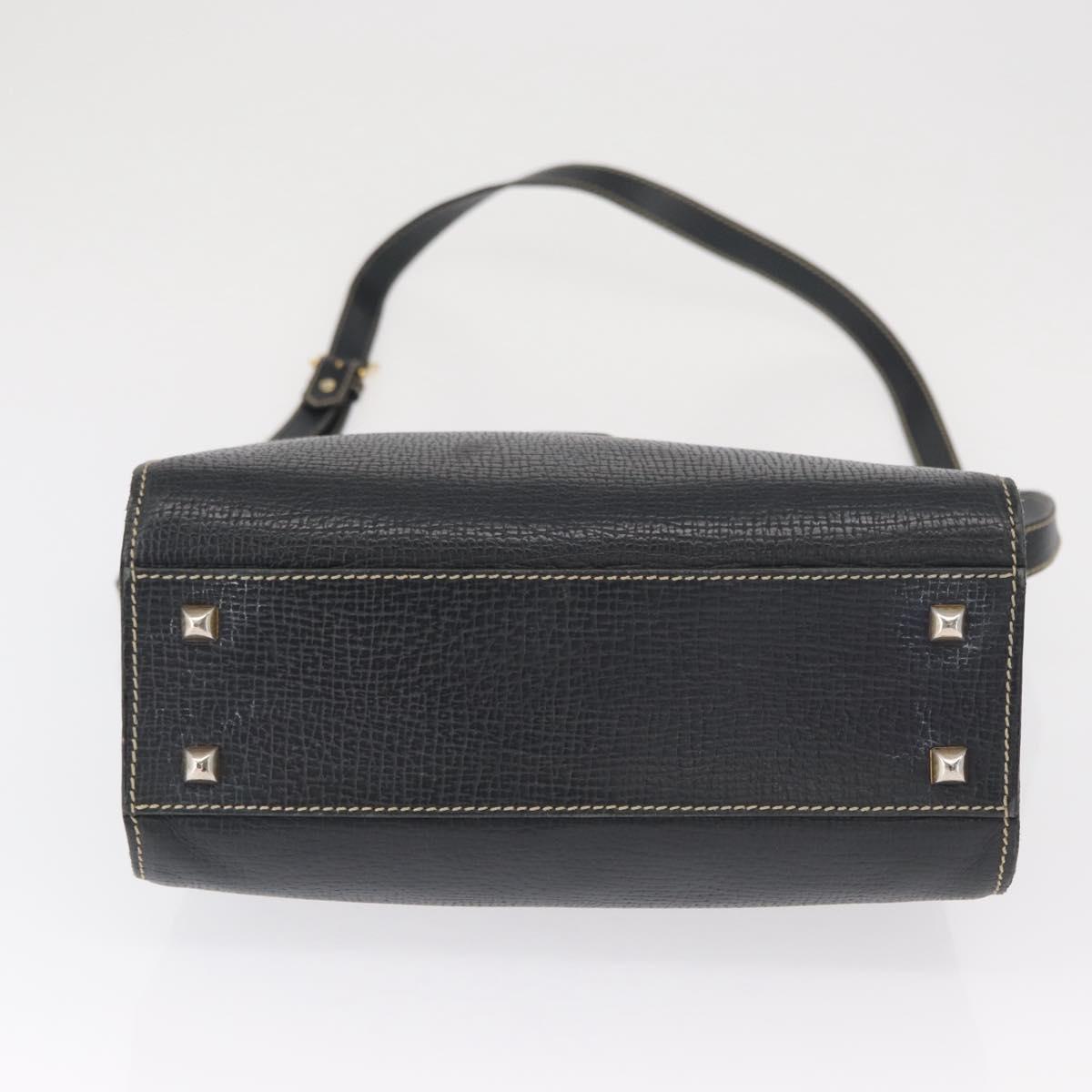 LOEWE Shoulder Bag Leather Navy Gold Auth bs32406
