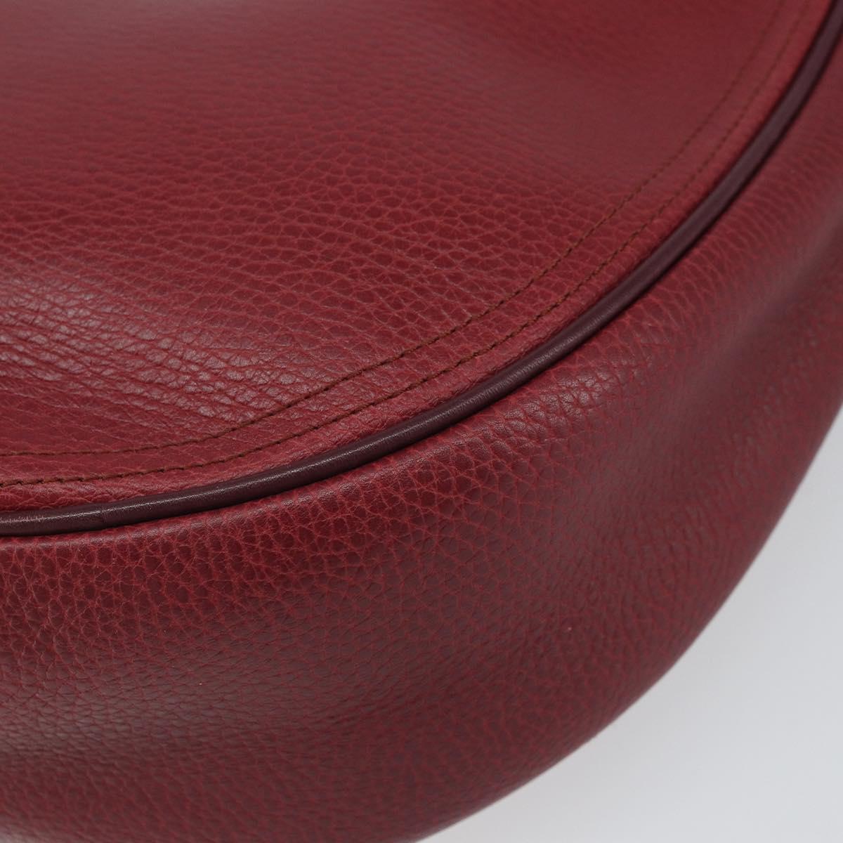 CARTIER Must Line Shoulder Bag Leather Bordeaux Gold Auth bs32408