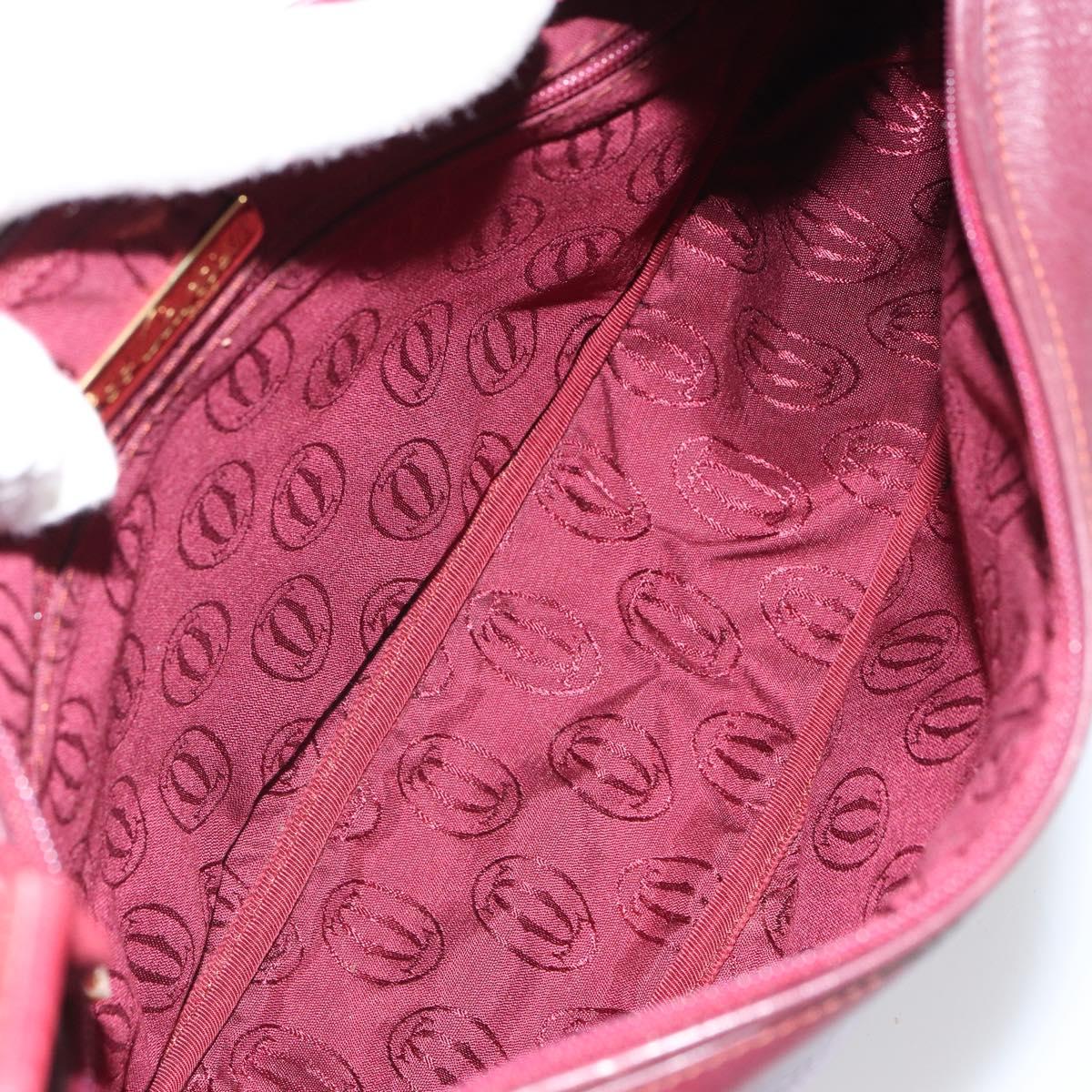 CARTIER Must Line Shoulder Bag Leather Bordeaux Gold Auth bs32408