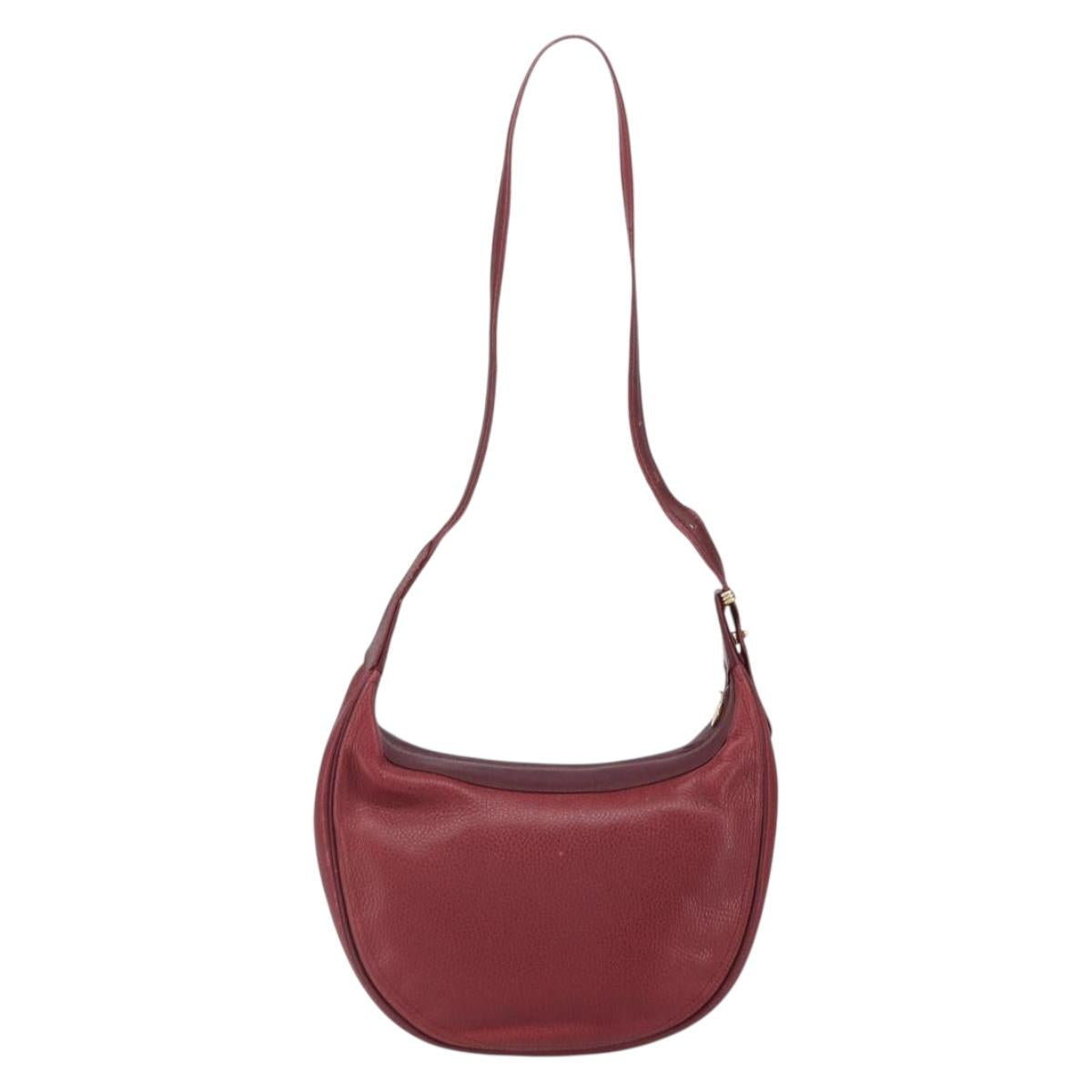 CARTIER Must Line Shoulder Bag Leather Bordeaux Gold Auth bs32408