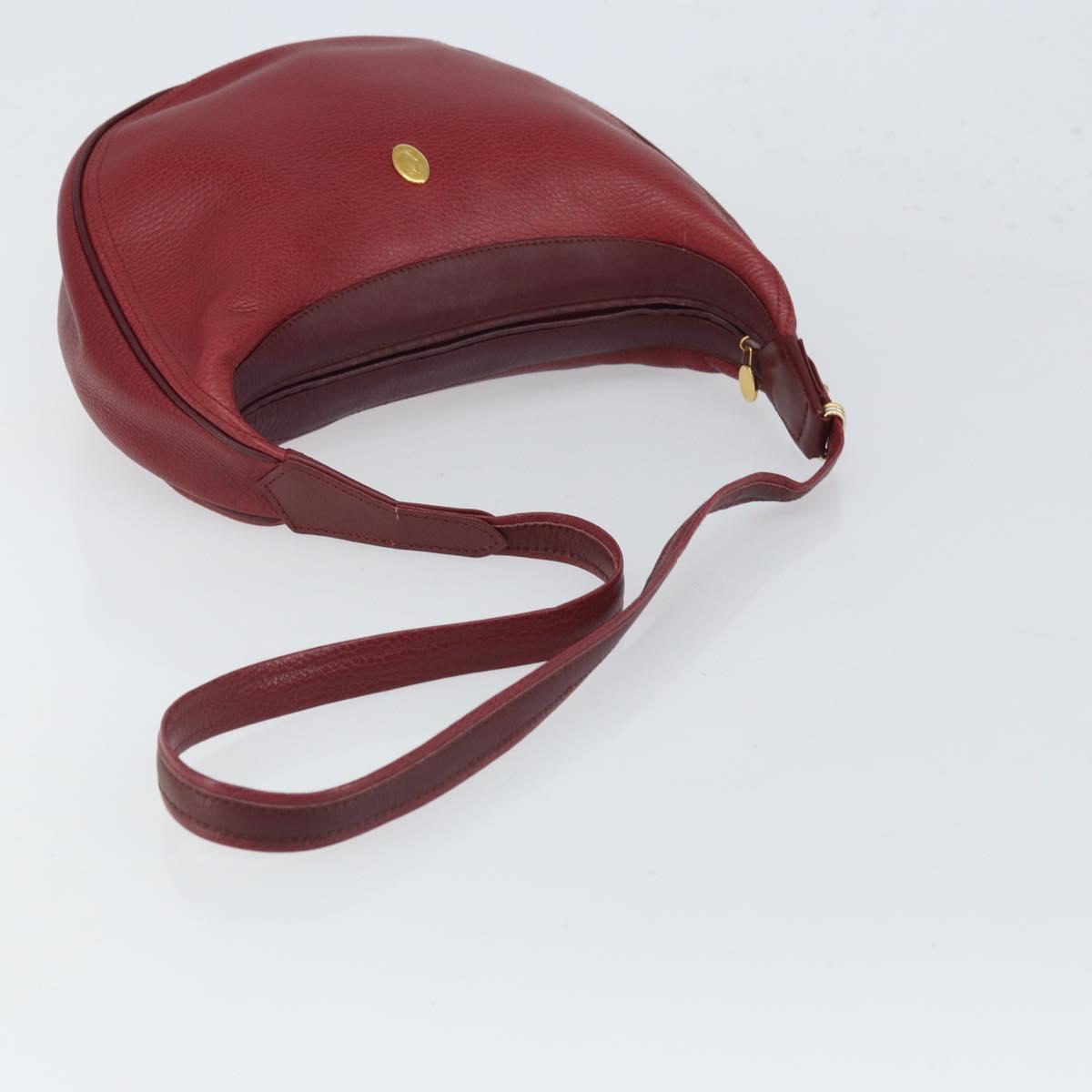 CARTIER Must Line Shoulder Bag Leather Bordeaux Gold Auth bs32408