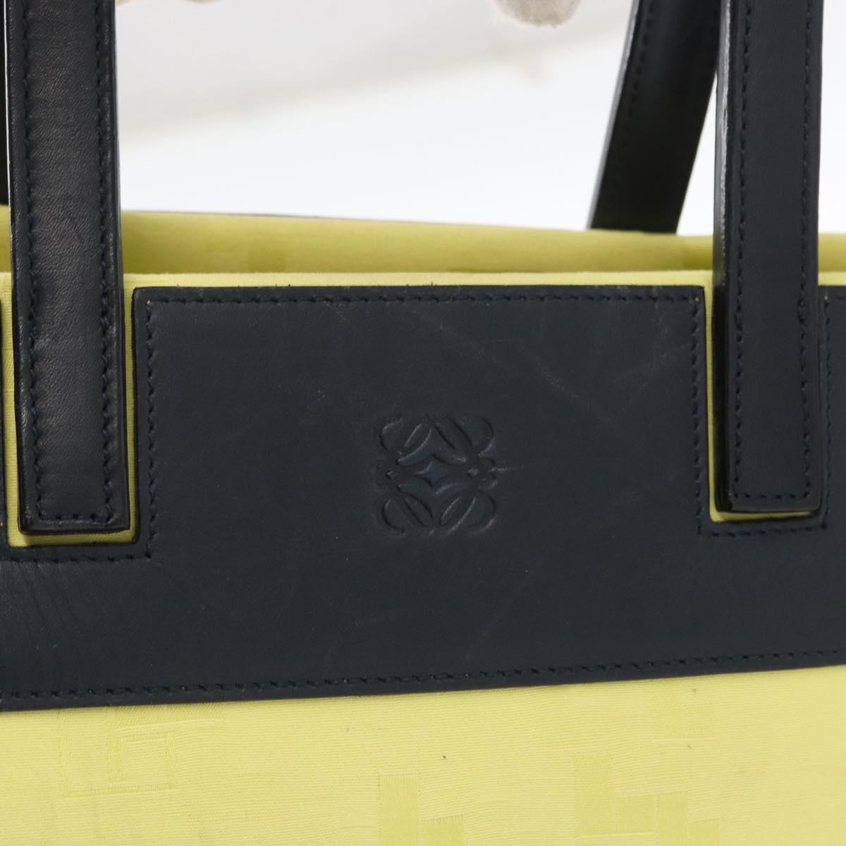 LOEWE Tote Bag Canvas Yellow Gold Auth bs32409
