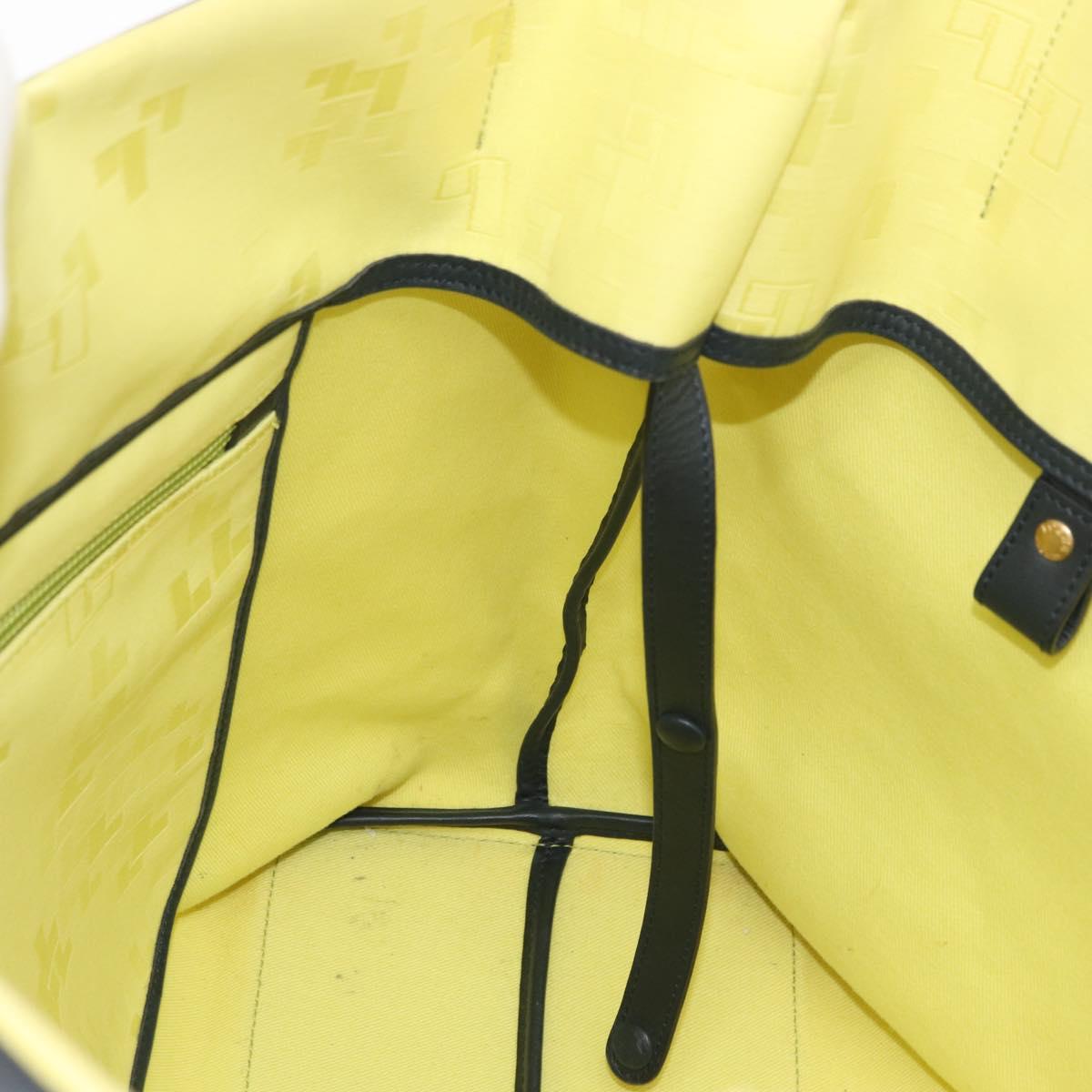 LOEWE Tote Bag Canvas Yellow Gold Auth bs32409