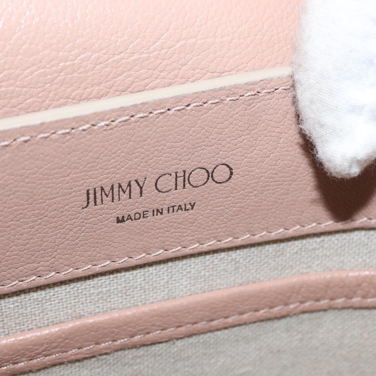 Jimmy Choo Hand Bag Leather 2way Beige Silver Auth bs32410