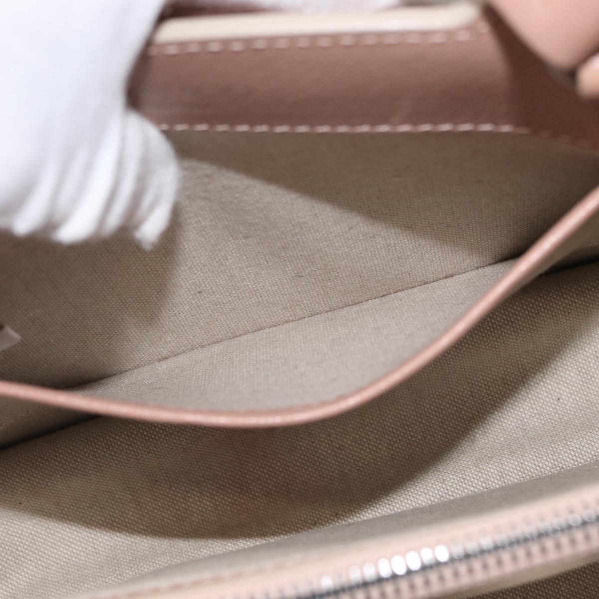 Jimmy Choo Hand Bag Leather 2way Beige Silver Auth bs32410