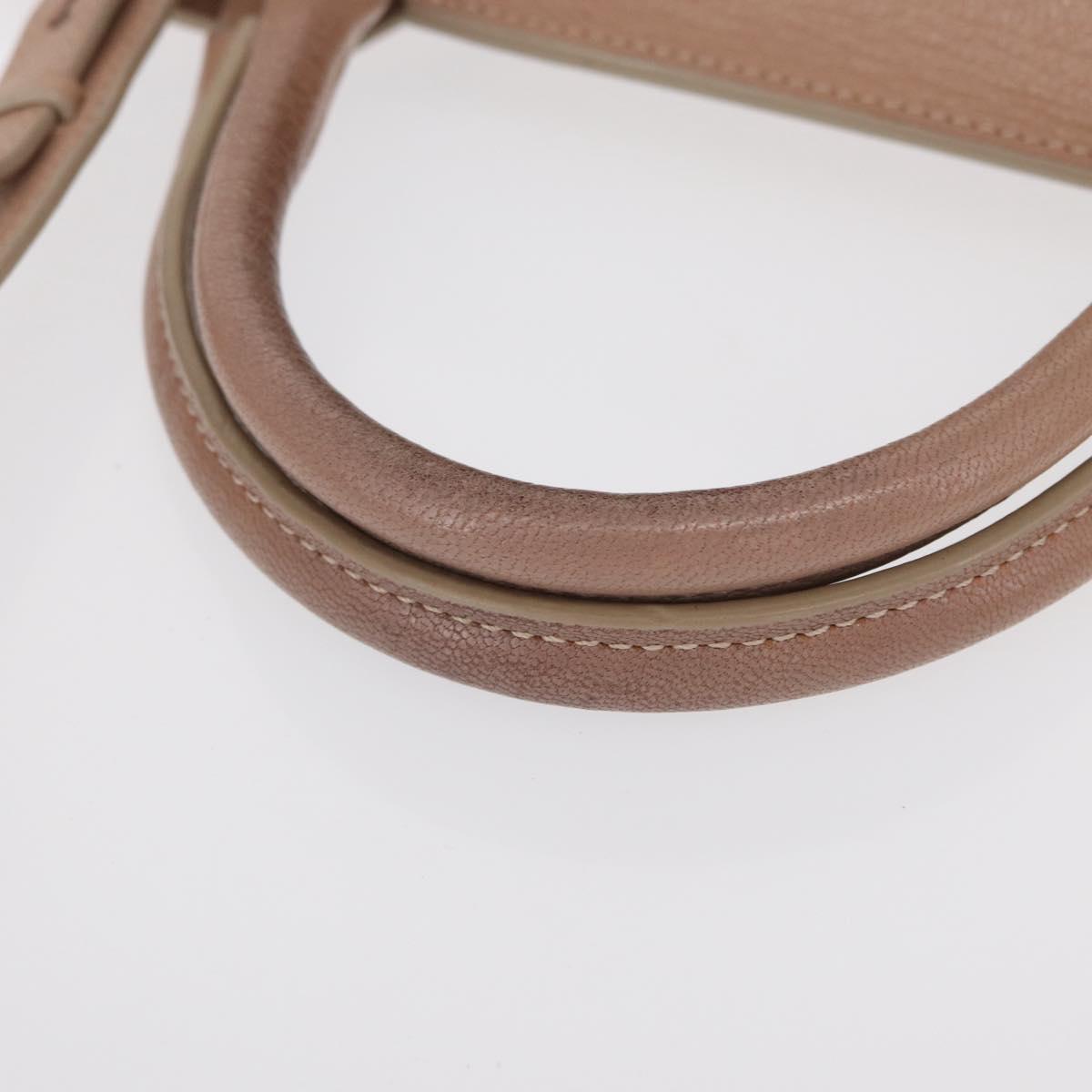 Jimmy Choo Hand Bag Leather 2way Beige Silver Auth bs32410