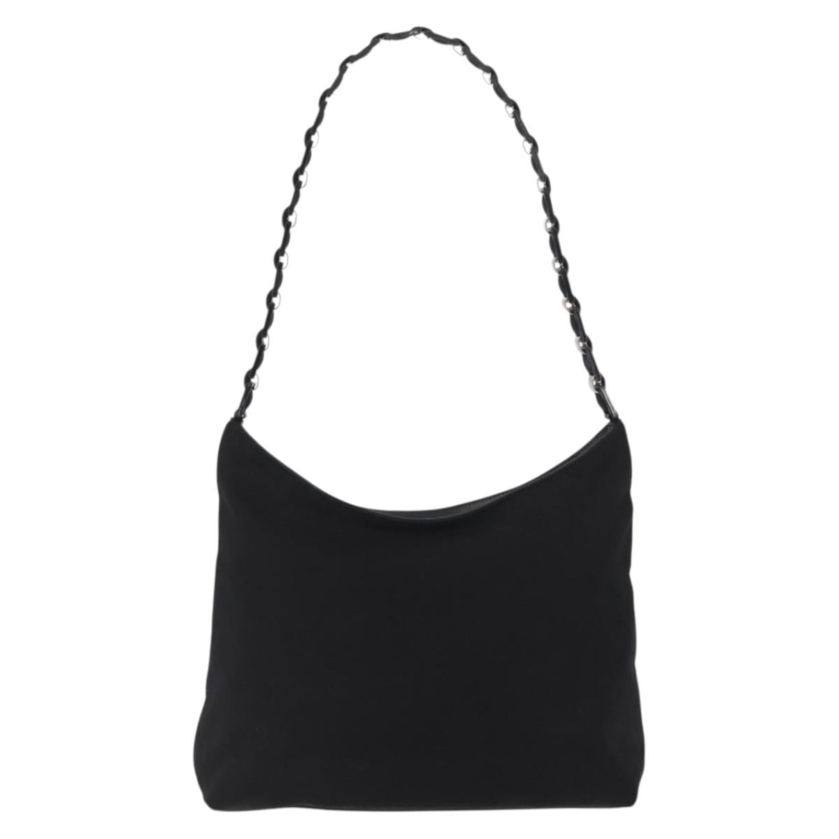 Salvatore Ferragamo Shoulder Bag Canvas Black Silver Auth bs32411