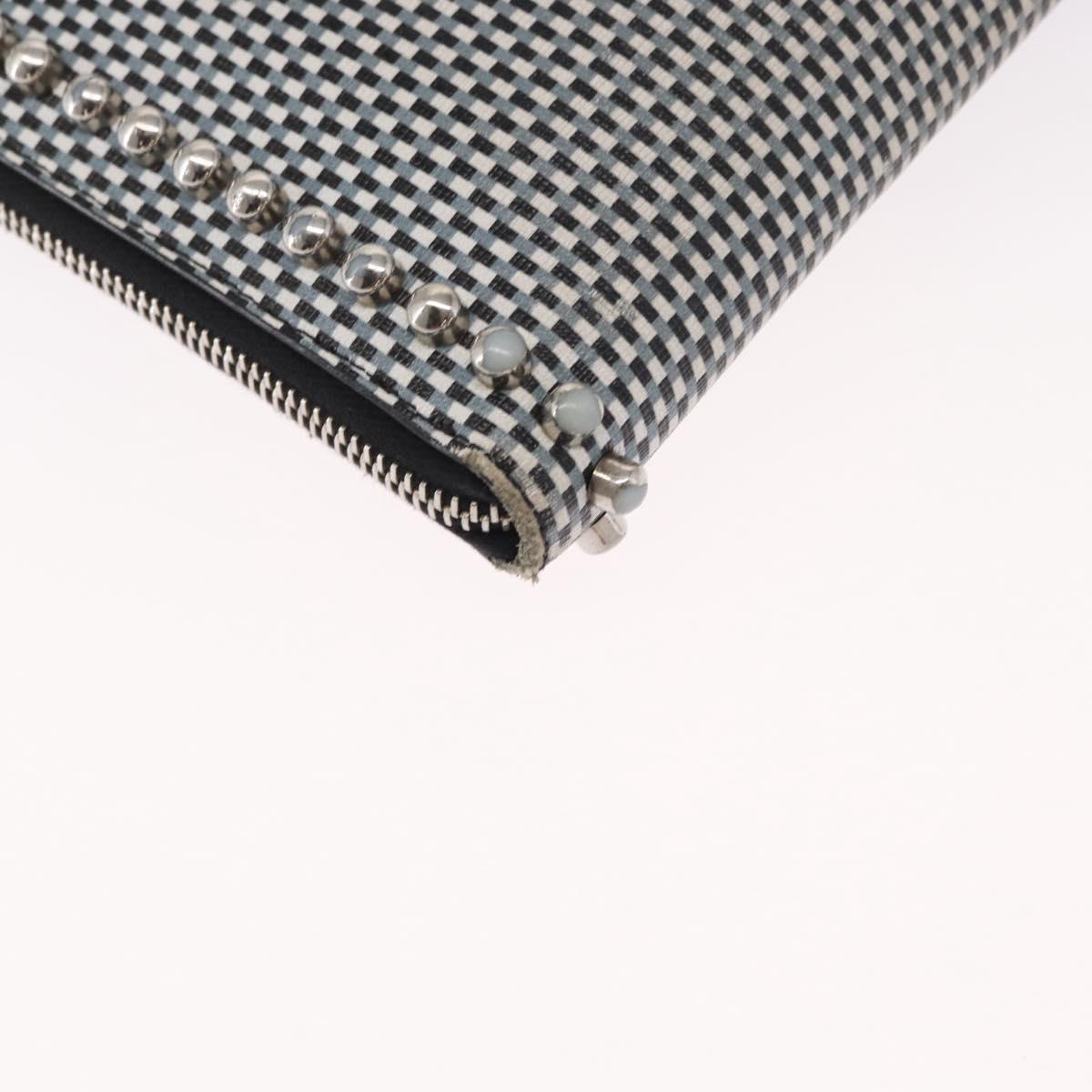 FENDI KARLITO Clutch Bag Leather Black Silver Auth bs32412