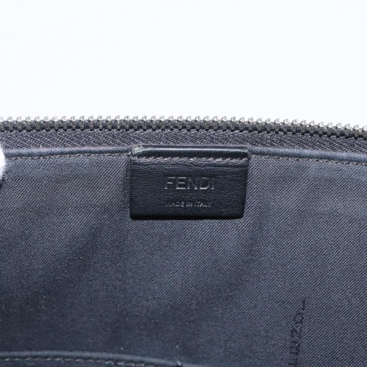 FENDI KARLITO Clutch Bag Leather Black Silver Auth bs32412