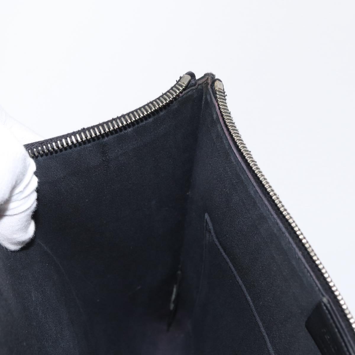 FENDI KARLITO Clutch Bag Leather Black Silver Auth bs32412