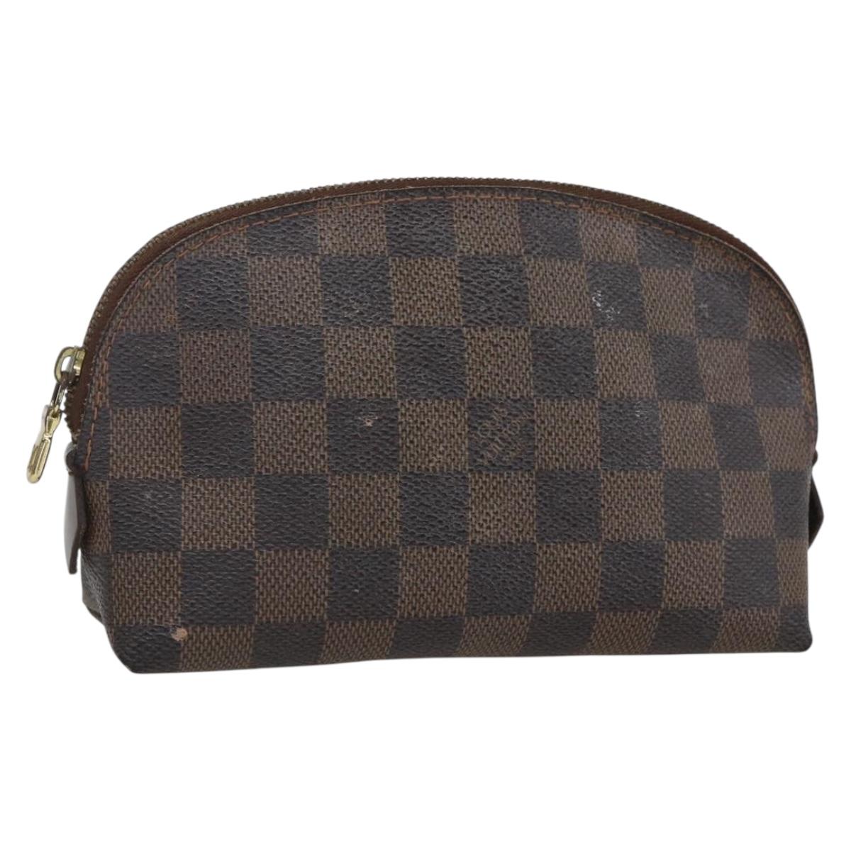 LOUIS VUITTON Damier Ebene Pochette Cosmetic PM Pouch N47516 LV Auth bs32422