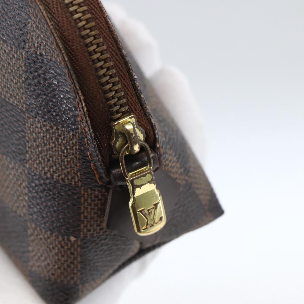 LOUIS VUITTON Damier Ebene Pochette Cosmetic PM Pouch N47516 LV Auth bs32422