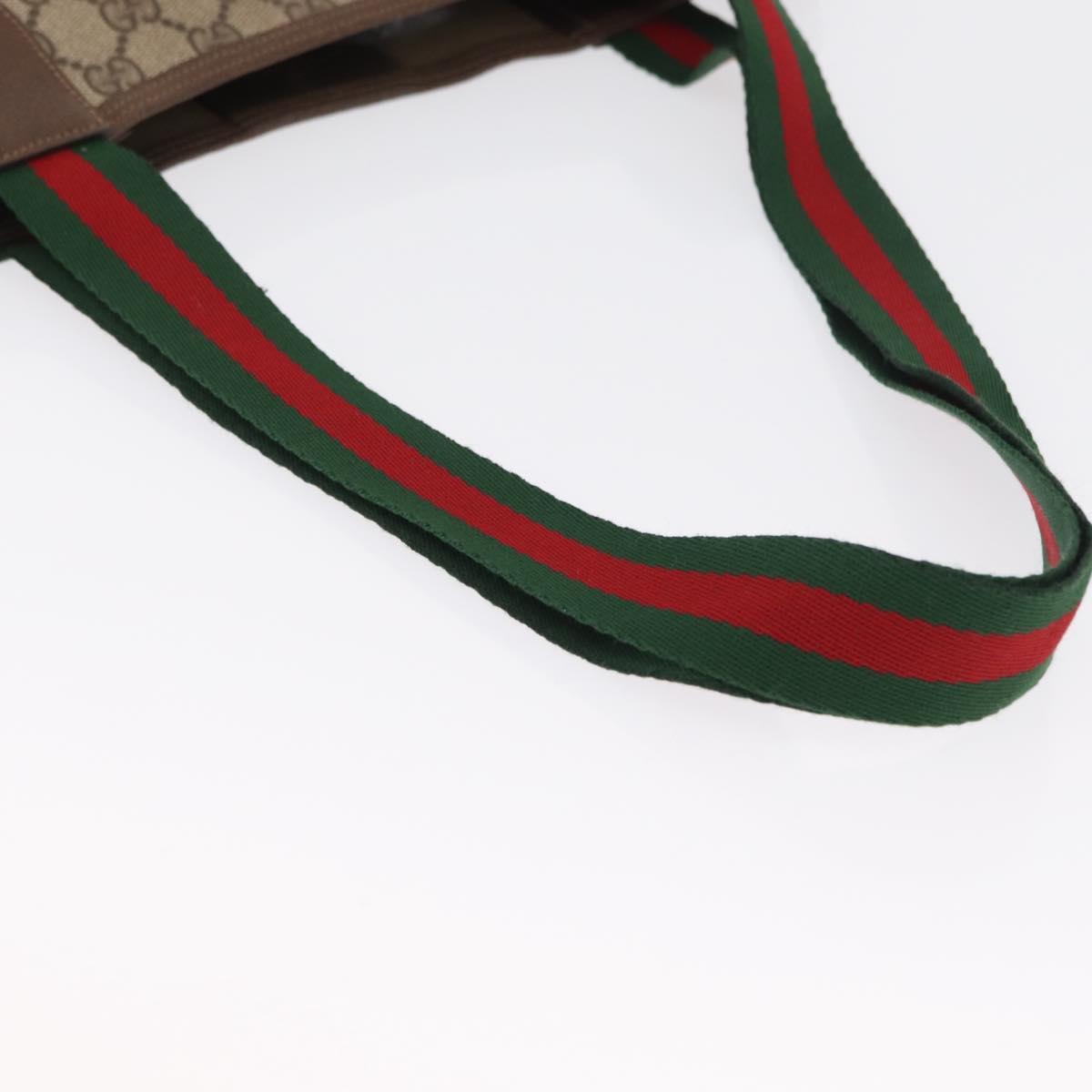 GUCCI GG Supreme Web Sherry Line Tote Bag PVC Beige 39 02 003 Auth bs32427
