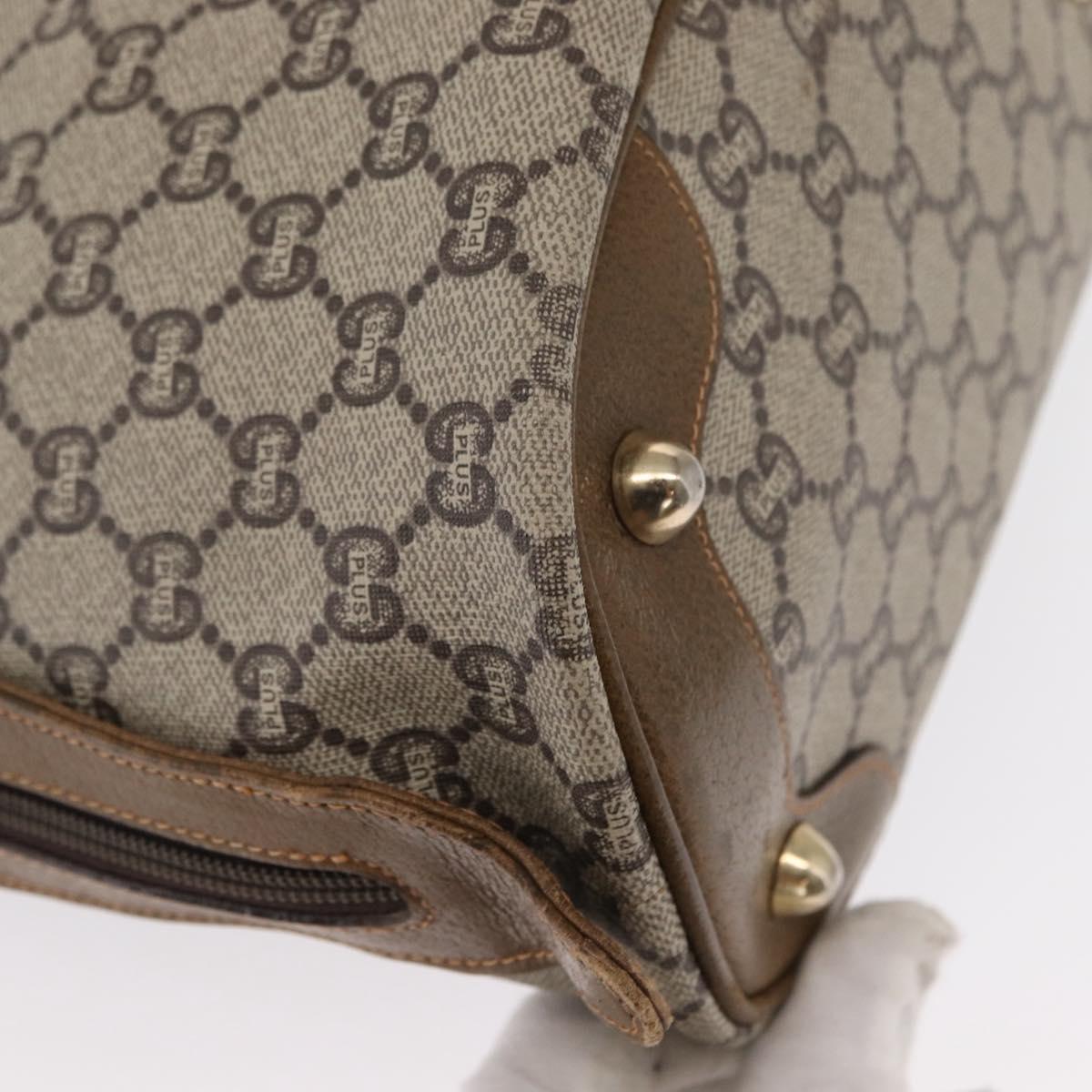 GUCCI GG Plus Supreme Hand Bag PVC Beige Gold Auth bs32428