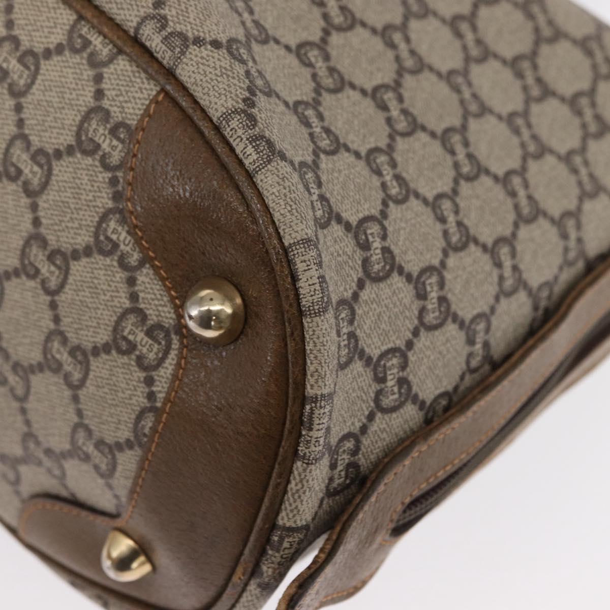 GUCCI GG Plus Supreme Hand Bag PVC Beige Gold Auth bs32428