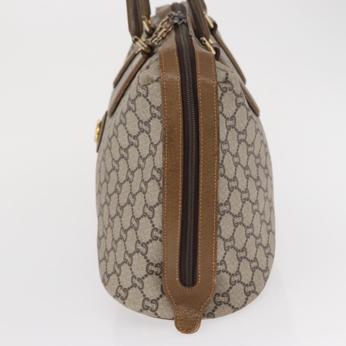 GUCCI GG Plus Supreme Hand Bag PVC Beige Gold Auth bs32428