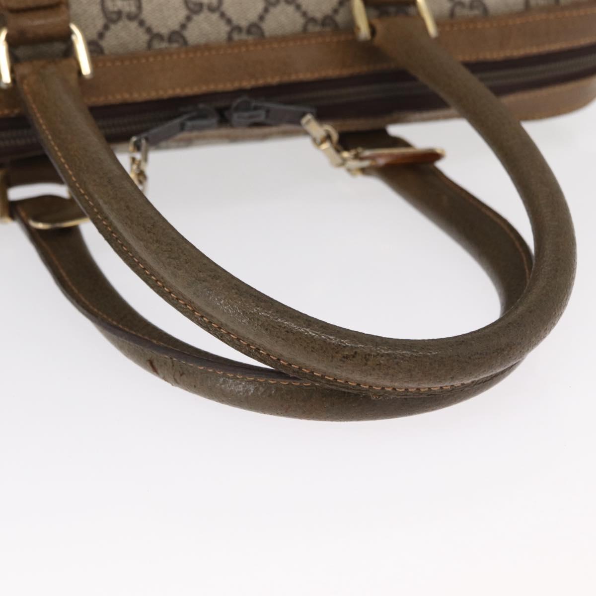 GUCCI GG Plus Supreme Hand Bag PVC Beige Gold Auth bs32428