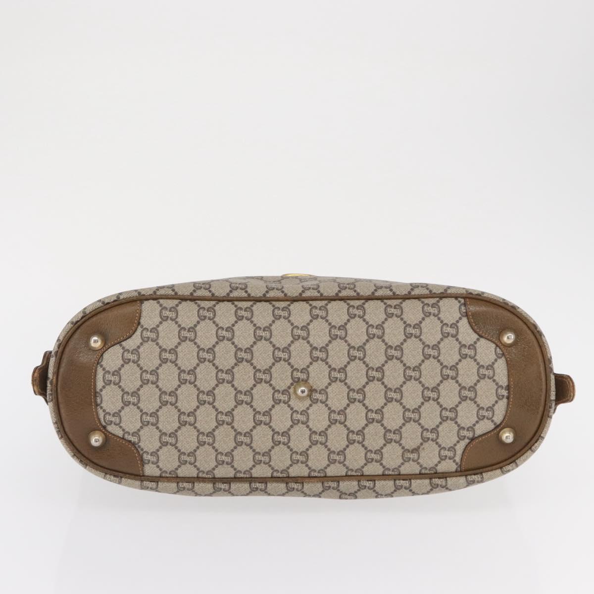 GUCCI GG Plus Supreme Hand Bag PVC Beige Gold Auth bs32428