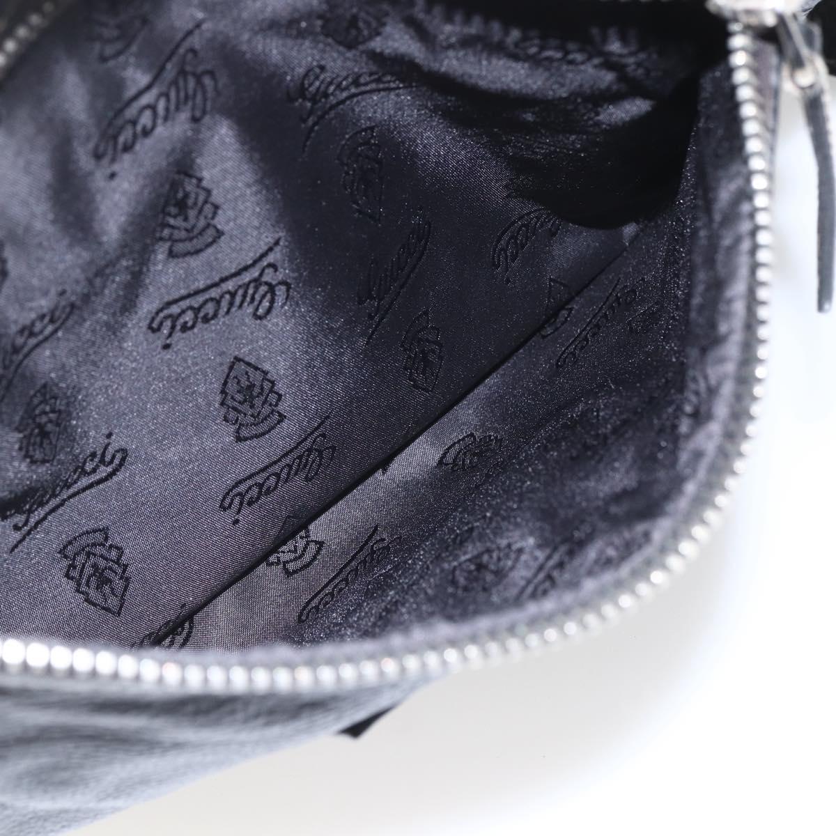 GUCCI Shoulder Bag Leather Black Silver 201451 Auth bs32431