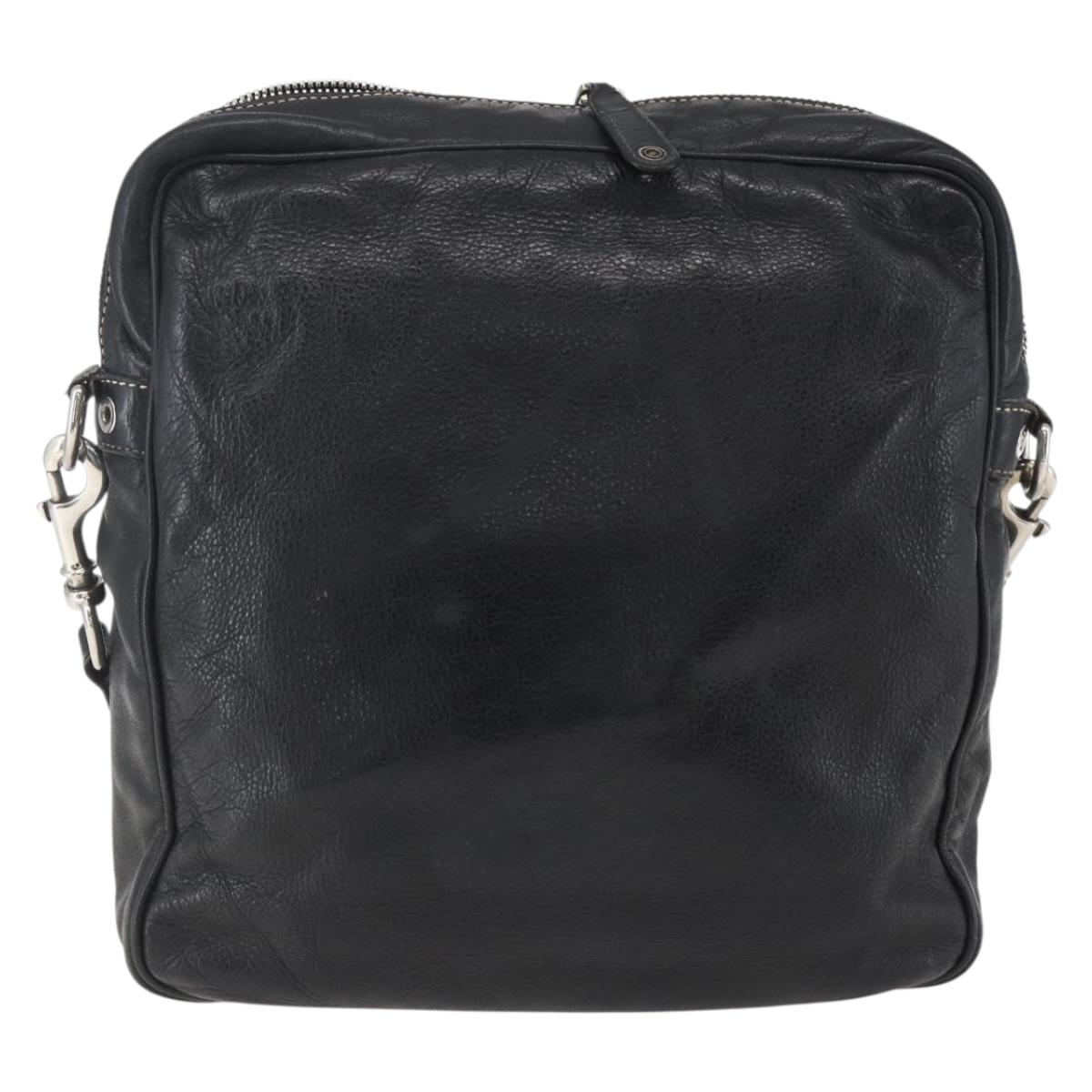 GUCCI Shoulder Bag Leather Black Silver 201451 Auth bs32431