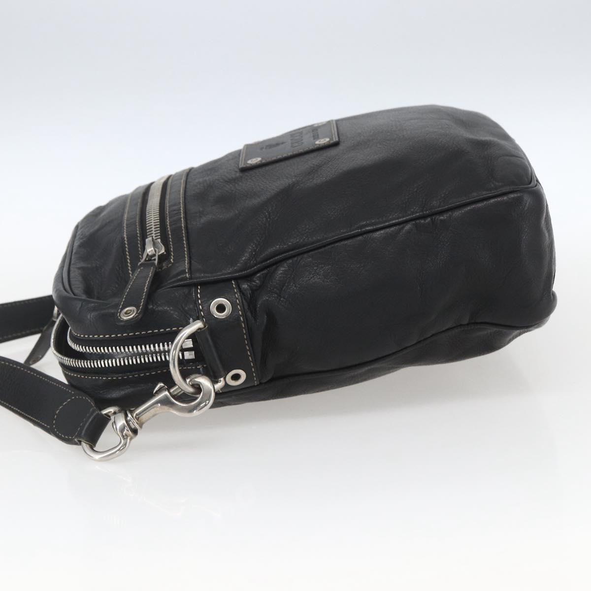GUCCI Shoulder Bag Leather Black Silver 201451 Auth bs32431