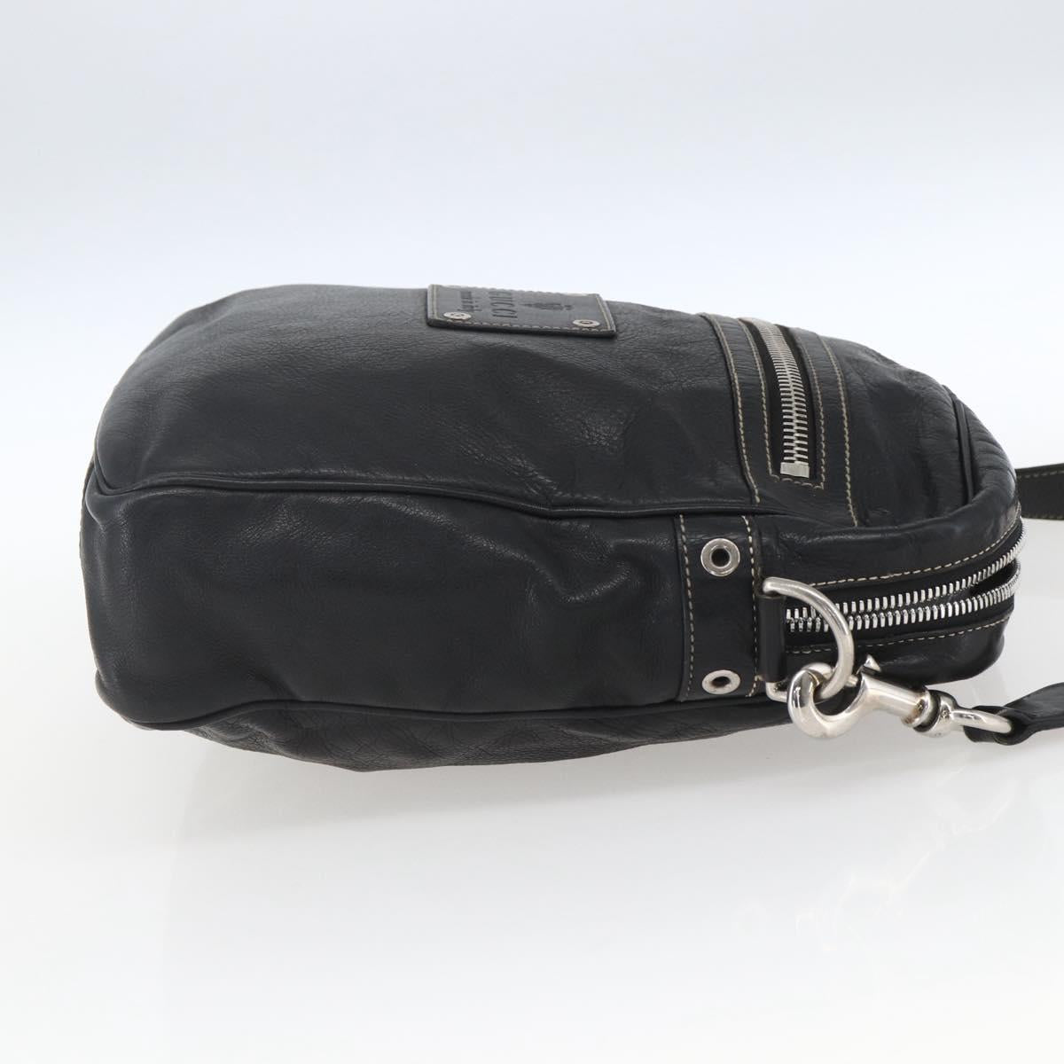 GUCCI Shoulder Bag Leather Black Silver 201451 Auth bs32431