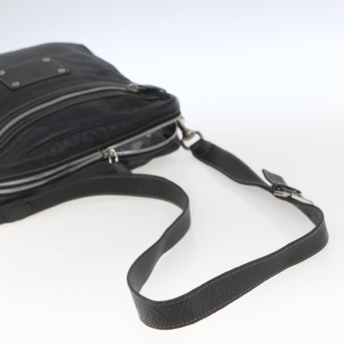 GUCCI Shoulder Bag Leather Black Silver 201451 Auth bs32431