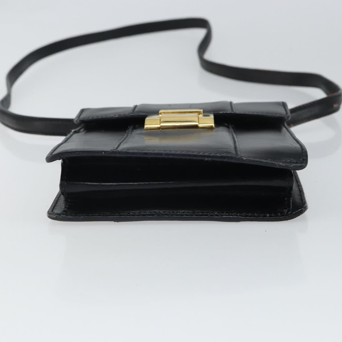GUCCI Bamboo Hand Bag Leather 2way Black Gold 001 2058 1638 0 Auth bs32435