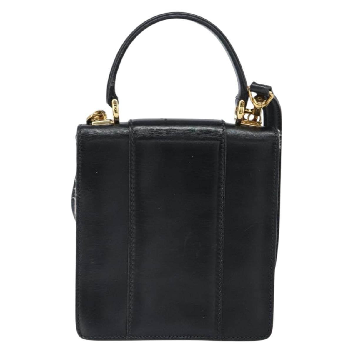 GUCCI Bamboo Hand Bag Leather 2way Black Gold 001 2058 1638 0 Auth bs32435