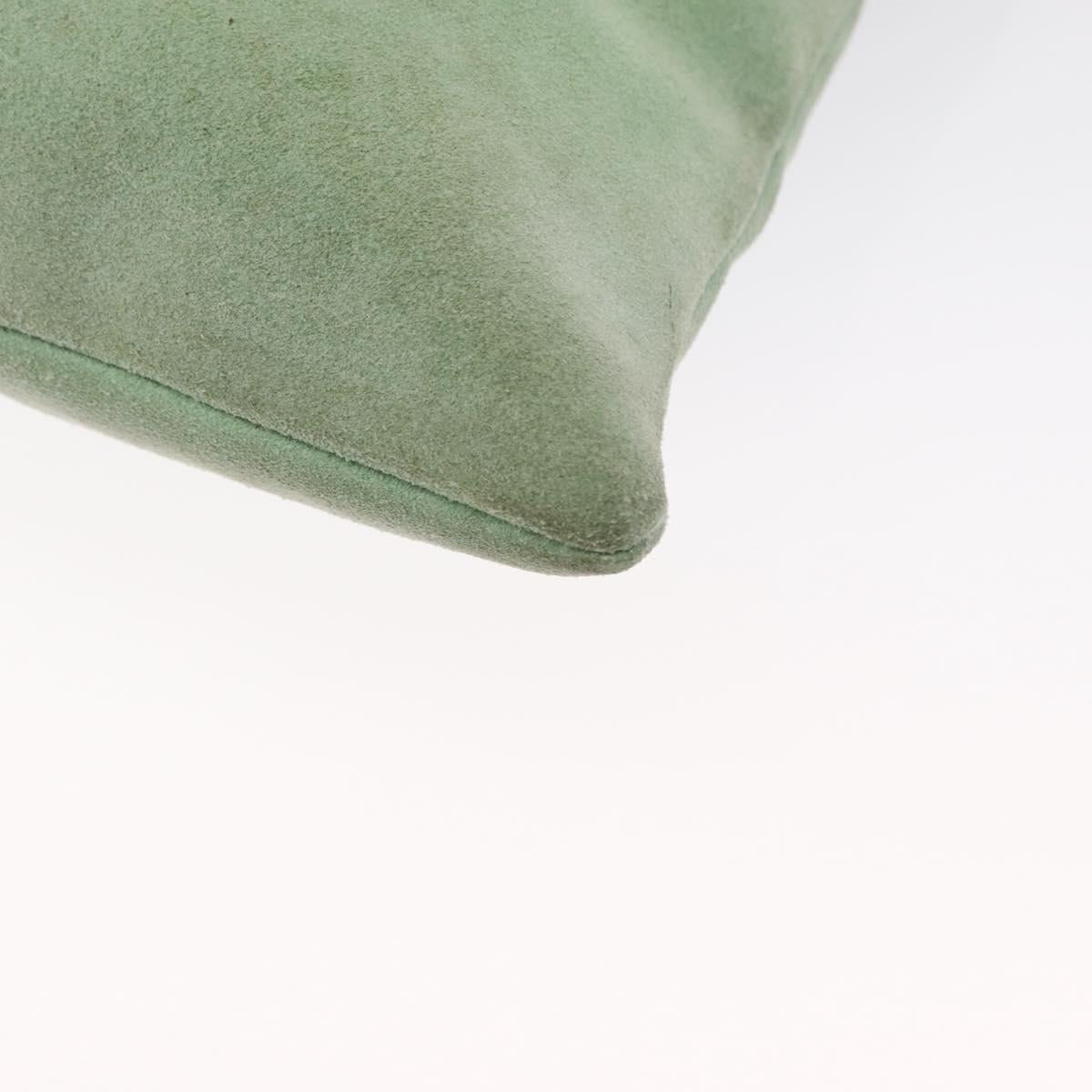 LOEWE Hand Bag Suede Green Silver Auth bs32439