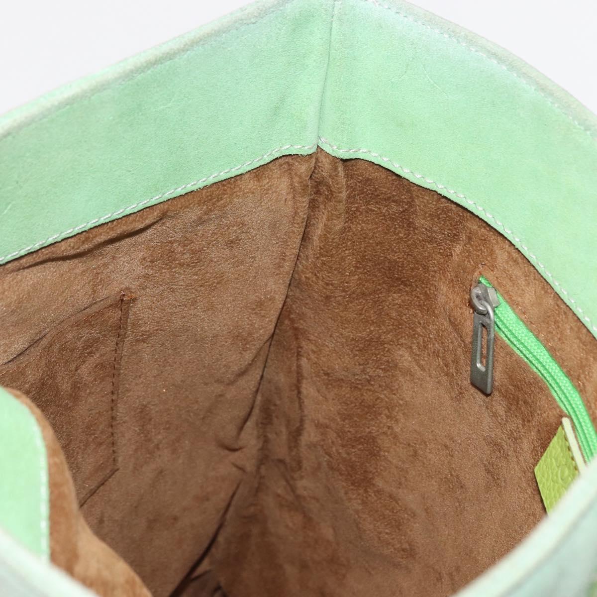 LOEWE Hand Bag Suede Green Silver Auth bs32439