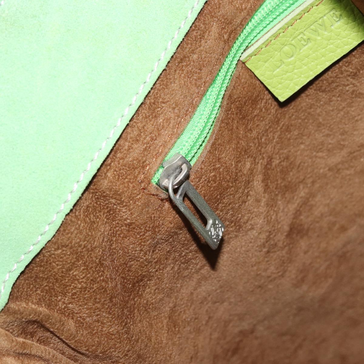 LOEWE Hand Bag Suede Green Silver Auth bs32439