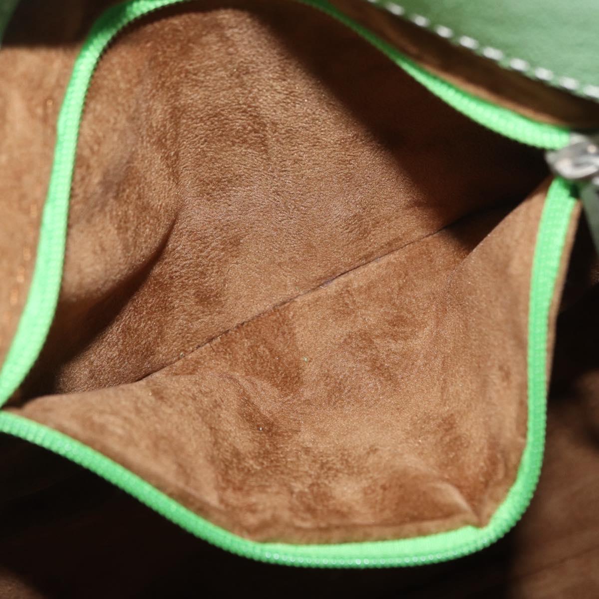 LOEWE Hand Bag Suede Green Silver Auth bs32439