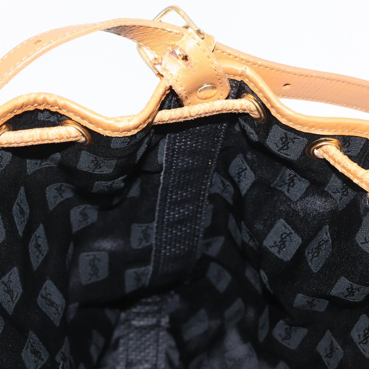 SAINT LAURENT Shoulder Bag Coated Canvas Black Gold Auth bs32440
