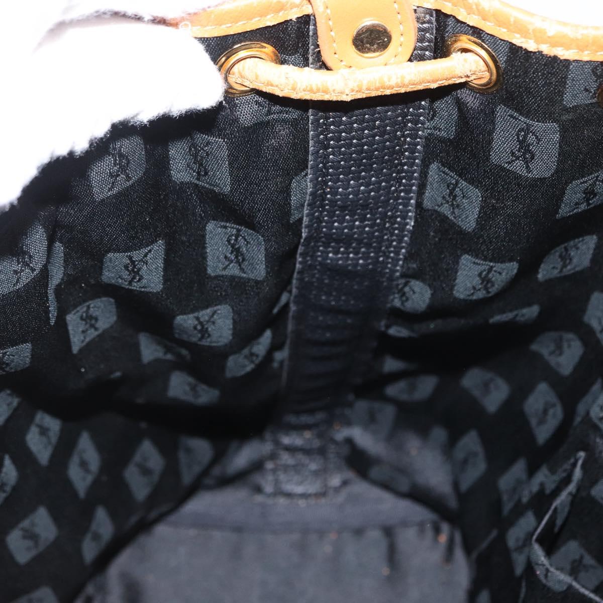 SAINT LAURENT Shoulder Bag Coated Canvas Black Gold Auth bs32440