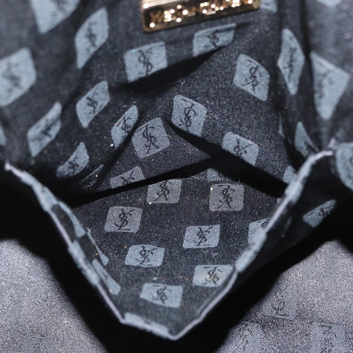 SAINT LAURENT Shoulder Bag Coated Canvas Black Gold Auth bs32440