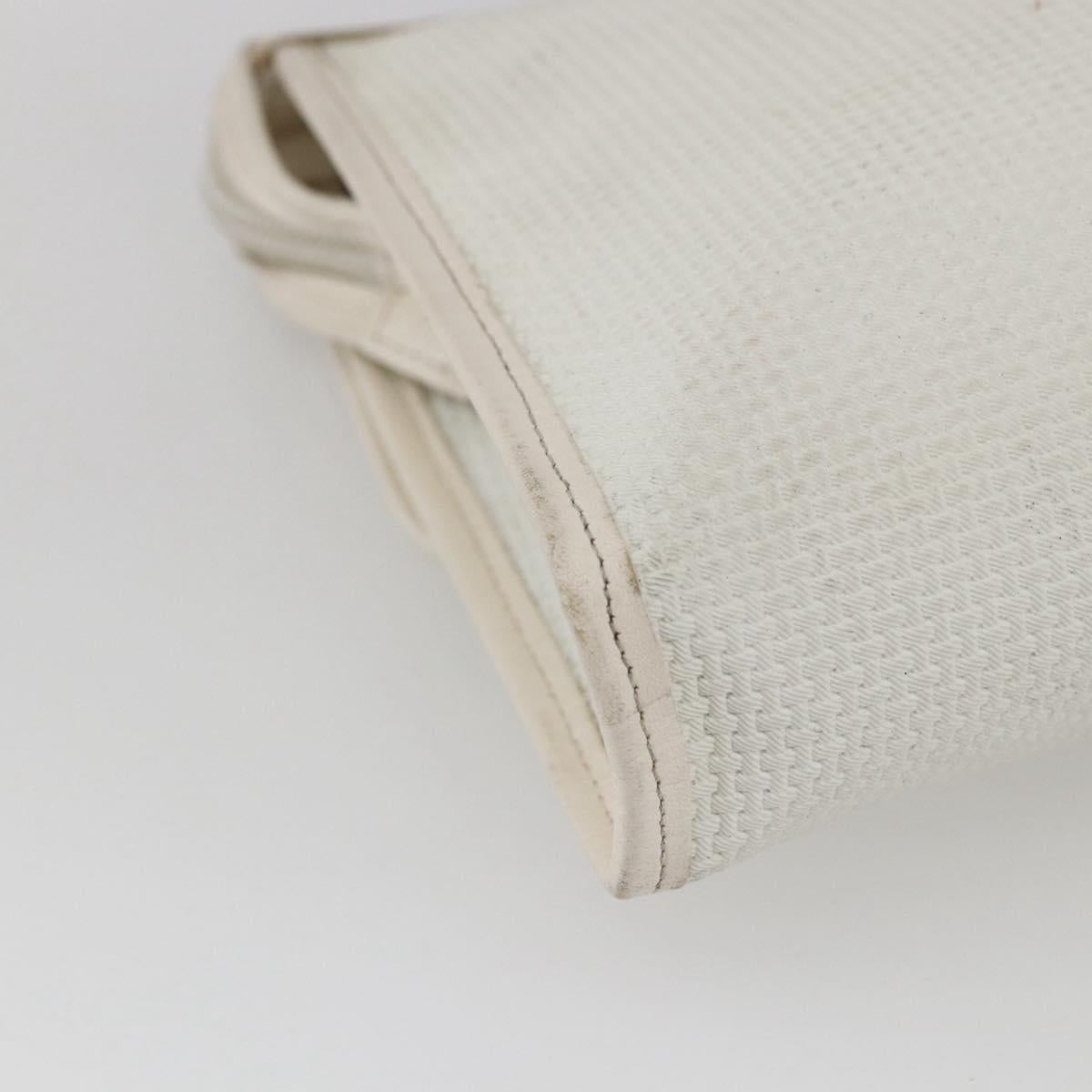 SAINT LAURENT Clutch Bag Coated Canvas White Gold Auth bs32442