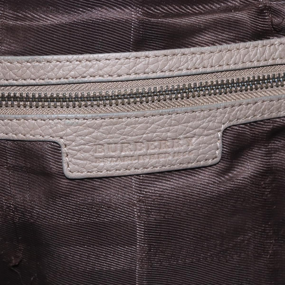 BURBERRY Shoulder Bag Leather Brown Silver Auth bs32445
