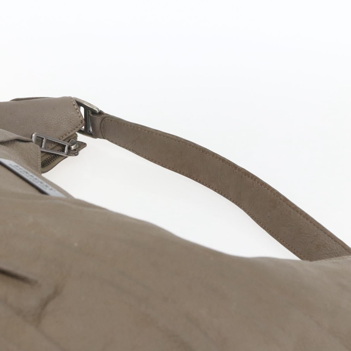 BURBERRY Shoulder Bag Leather Brown Silver Auth bs32445