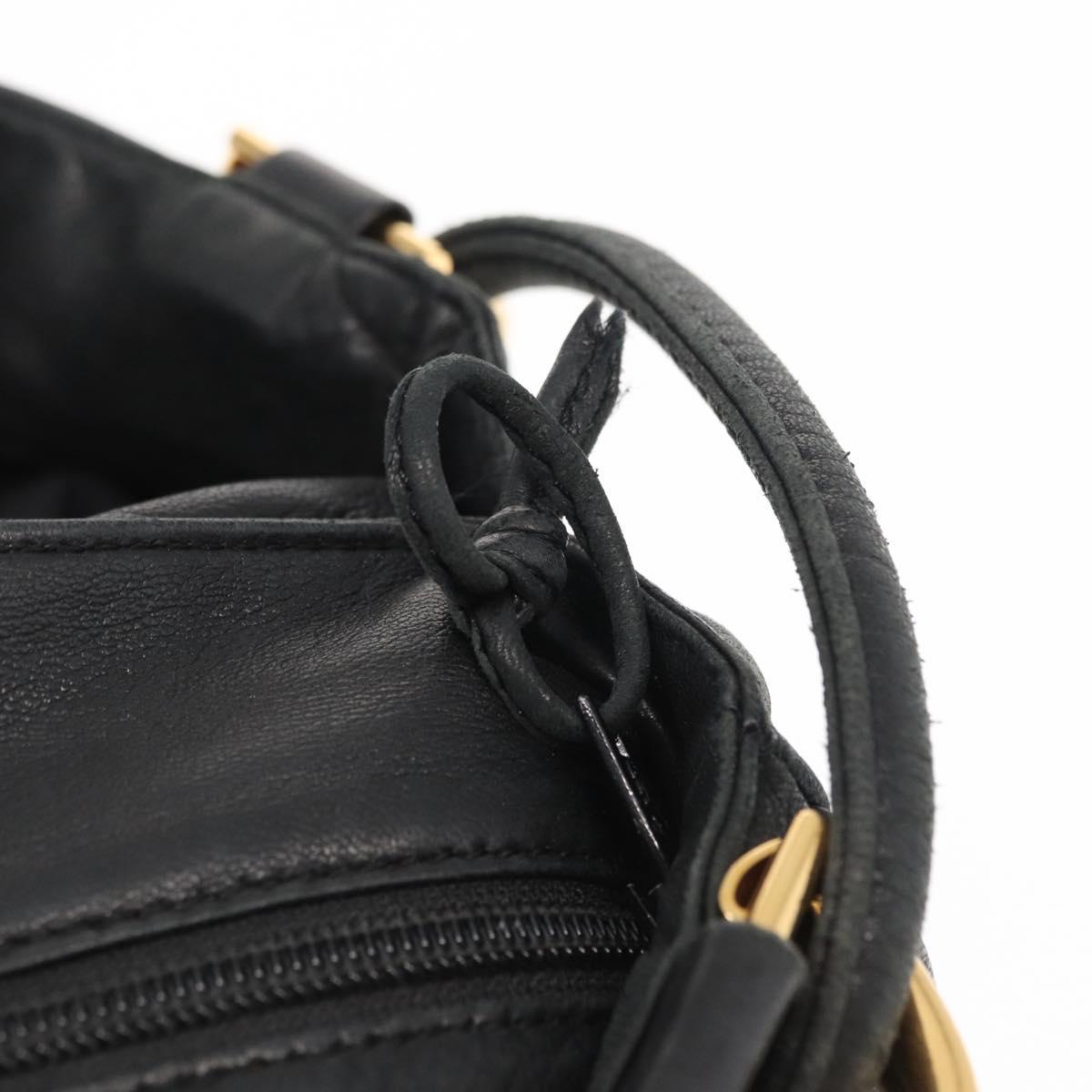 LOEWE Shoulder Bag Leather Black Gold Auth bs32447