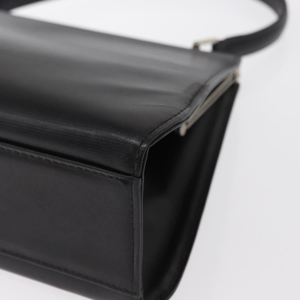 VALENTINO Hand Bag Leather Black Gold Auth bs32449