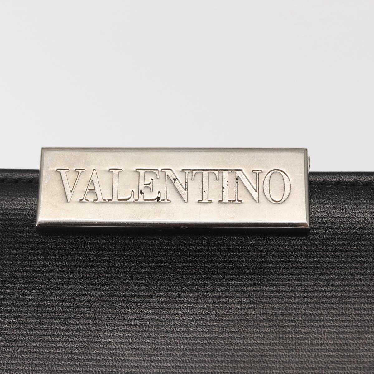 VALENTINO Hand Bag Leather Black Gold Auth bs32449