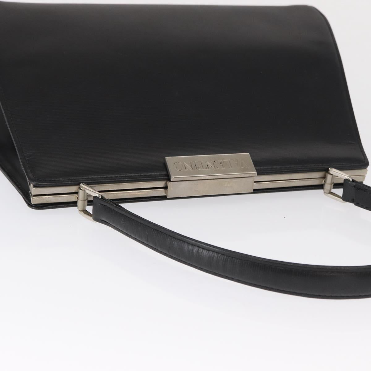 VALENTINO Hand Bag Leather Black Gold Auth bs32449