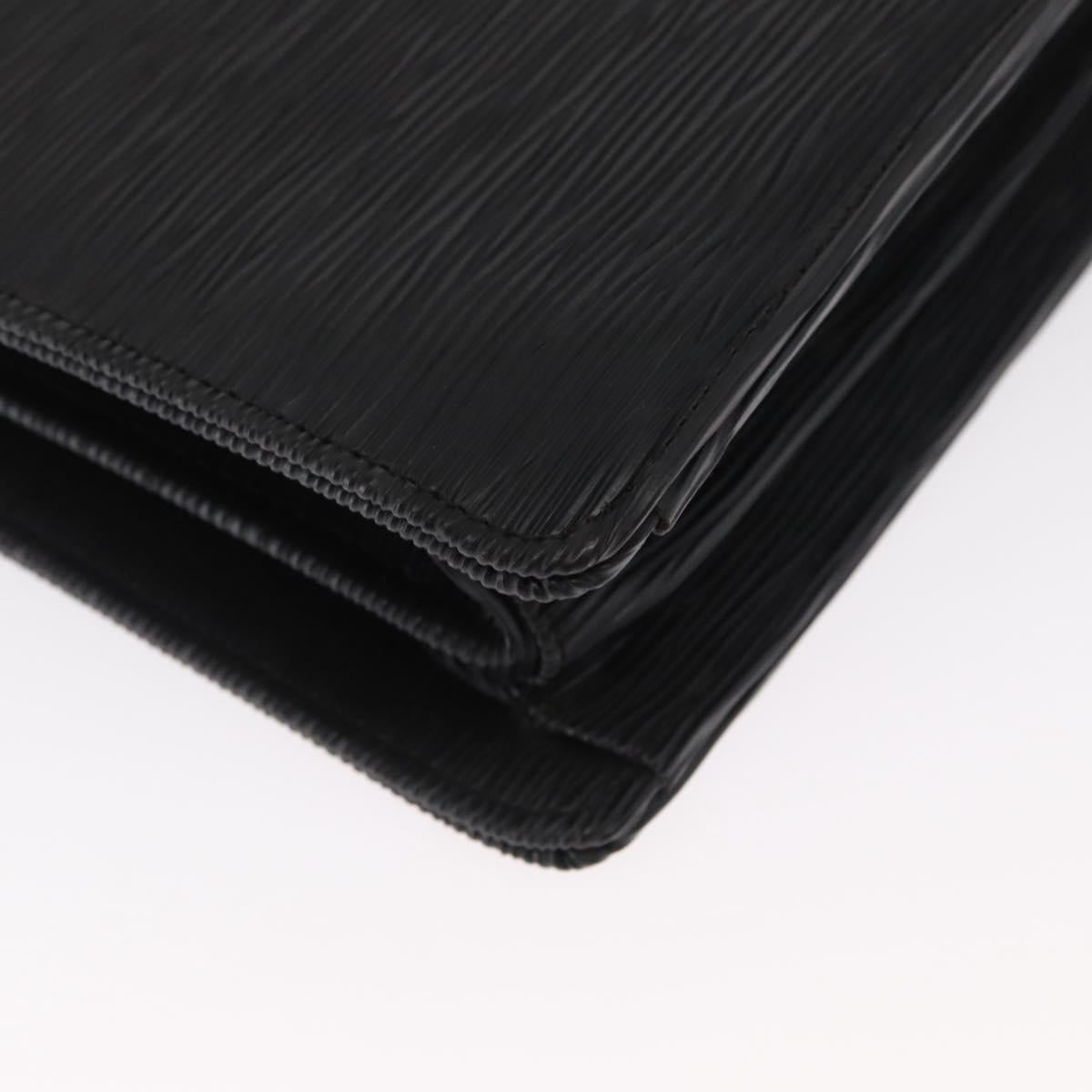 SAINT LAURENT Business Bag Leather Black Silver Auth bs32456