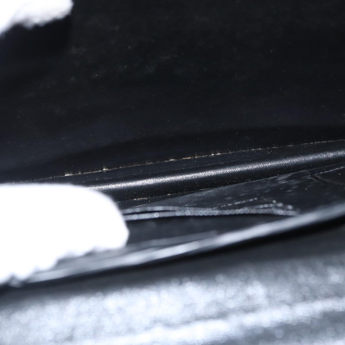 SAINT LAURENT Business Bag Leather Black Silver Auth bs32456