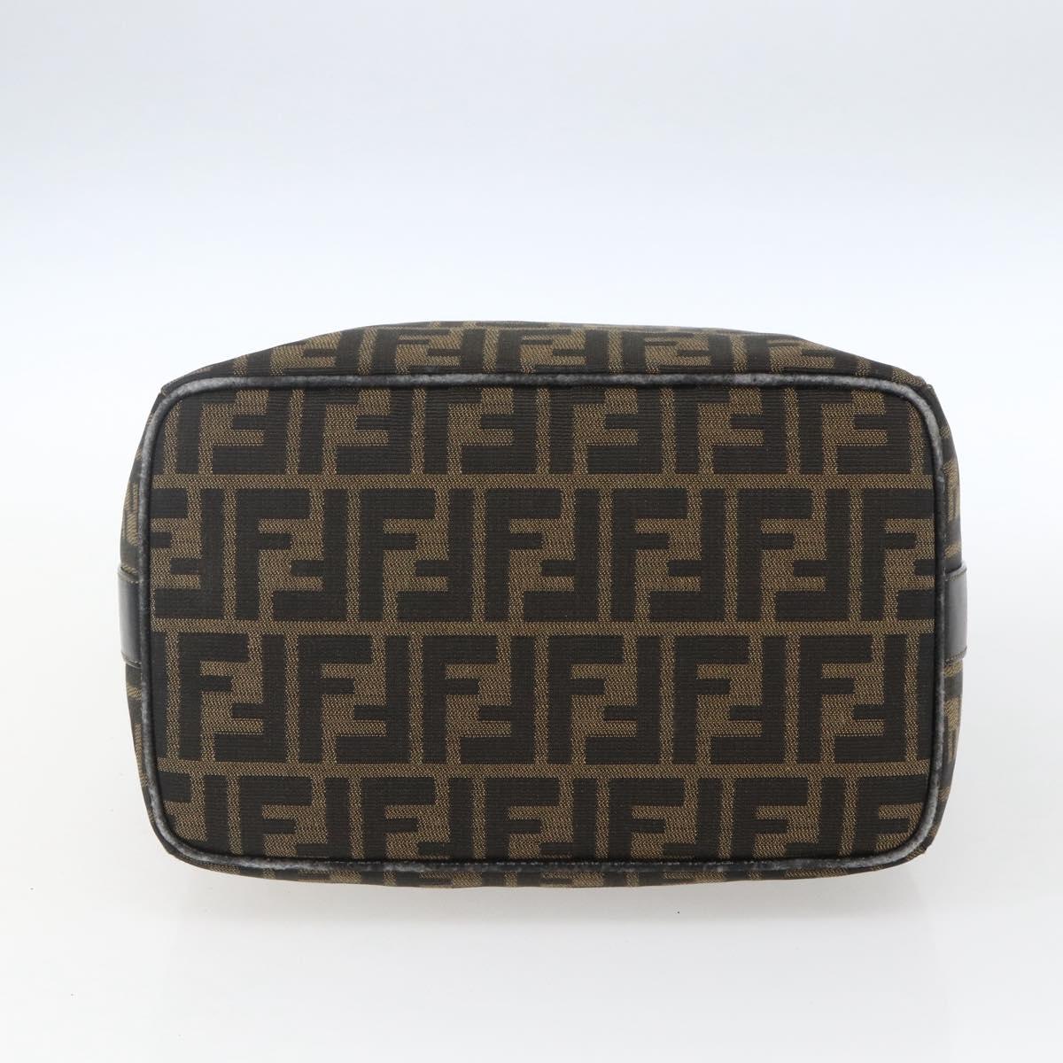 FENDI Zucca Canvas Hand Bag Black Brown Auth bs32457